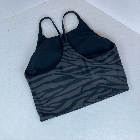 Old Navy Active Long Line Sports Bra Size L Black And Gray Zebra Stripe Print - Picture 4 of 10